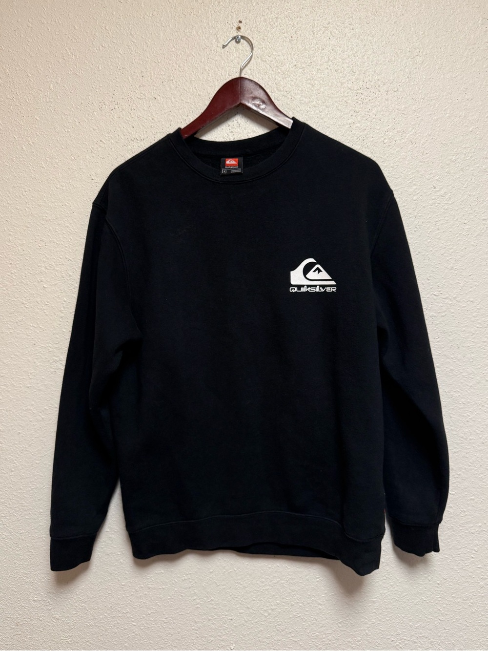 Quiksilver Black Crewneck Sweatshirt with White Logo